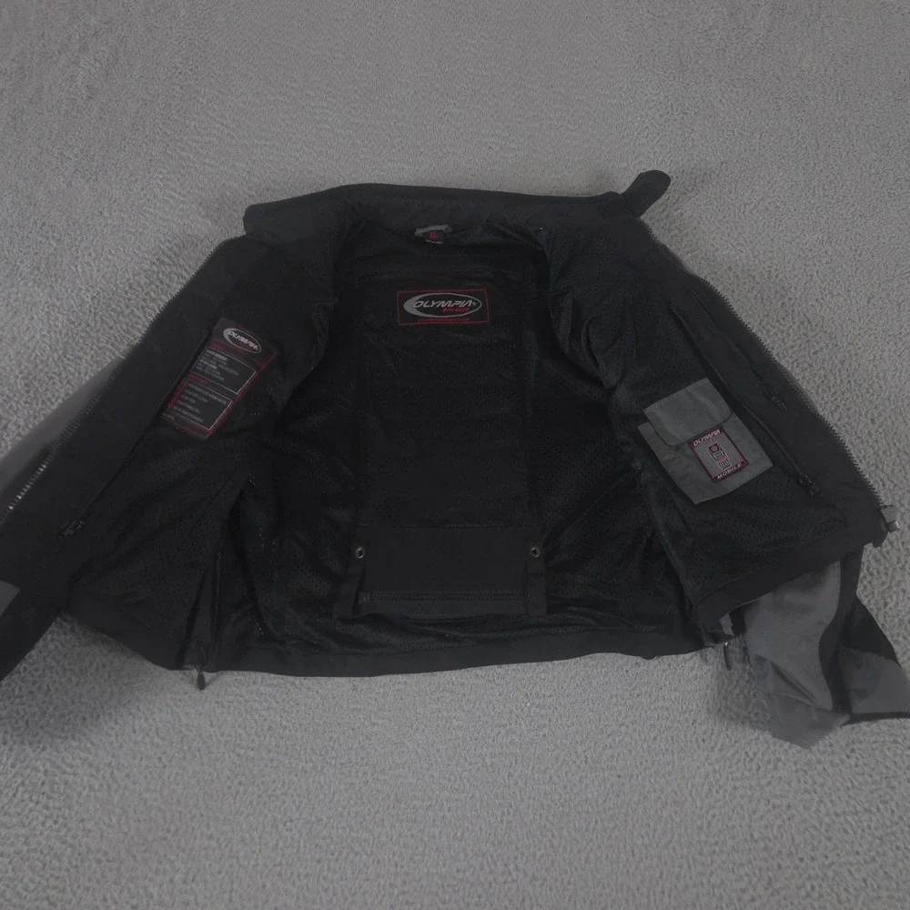 Olympia Moto Sports Jacket Mens XL Gray Black Mesh Padded 3M Reflective Riding